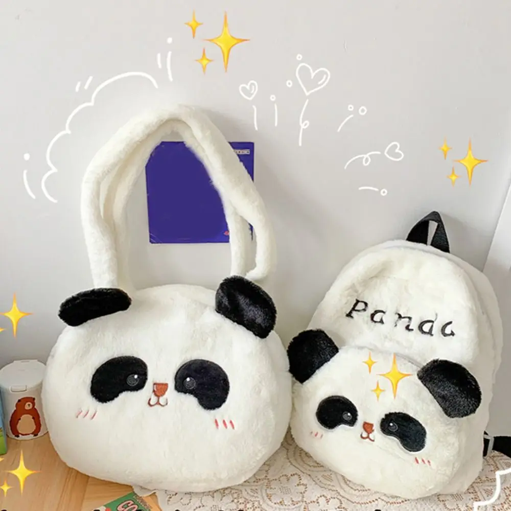 Kawaii Plüsch Panda Rucksack koreanischen Stil Tier Studenten Schult asche Umhängetasche große Kapazität Cartoon Messaage Tasche einkaufen