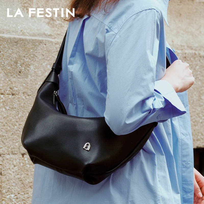 LA FESTIN Original Women's bag Large Capacity Bags Shoulder Bags Fashion Crossbody Bag 2024 New Ladies Leather Bag Crescent Bag