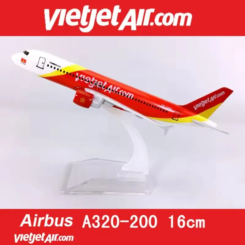 

Модель самолета 16 см 1:400 для A320 Vietjet Airlines, сплав, самолет с украшением кронштейна, модель из сплава металла