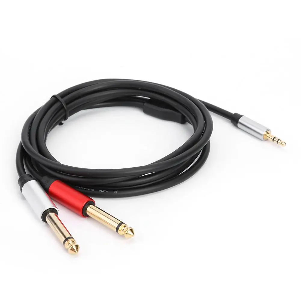 1/8 TRS 3.5mm przejście ze złącza męskiego na podwójne 6.5mm 1/4 Cal TS męska wtyczka Mono Stereo AUX Audio Y kabel rozgałęziający do wzmacniacz