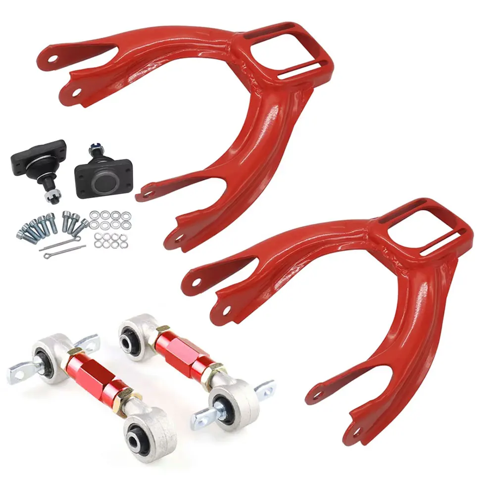 Red Adjustable Front Upper Camber Arm Kit 1 Pair with Ball Joint Poly Bushings for Honda Civic EG 92 95 Acura Integra 92 00