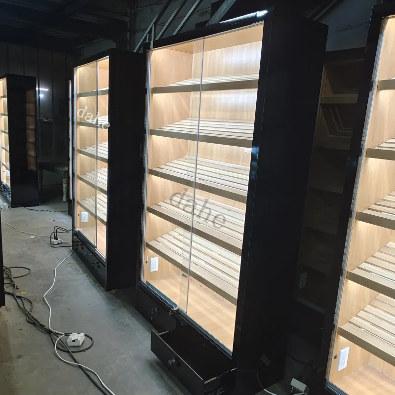 custom.Commercial Cigar Display Showcase Store Sliding Door Cigar Humidor Display Cigar Humidor Cabinets for Smoke Shop