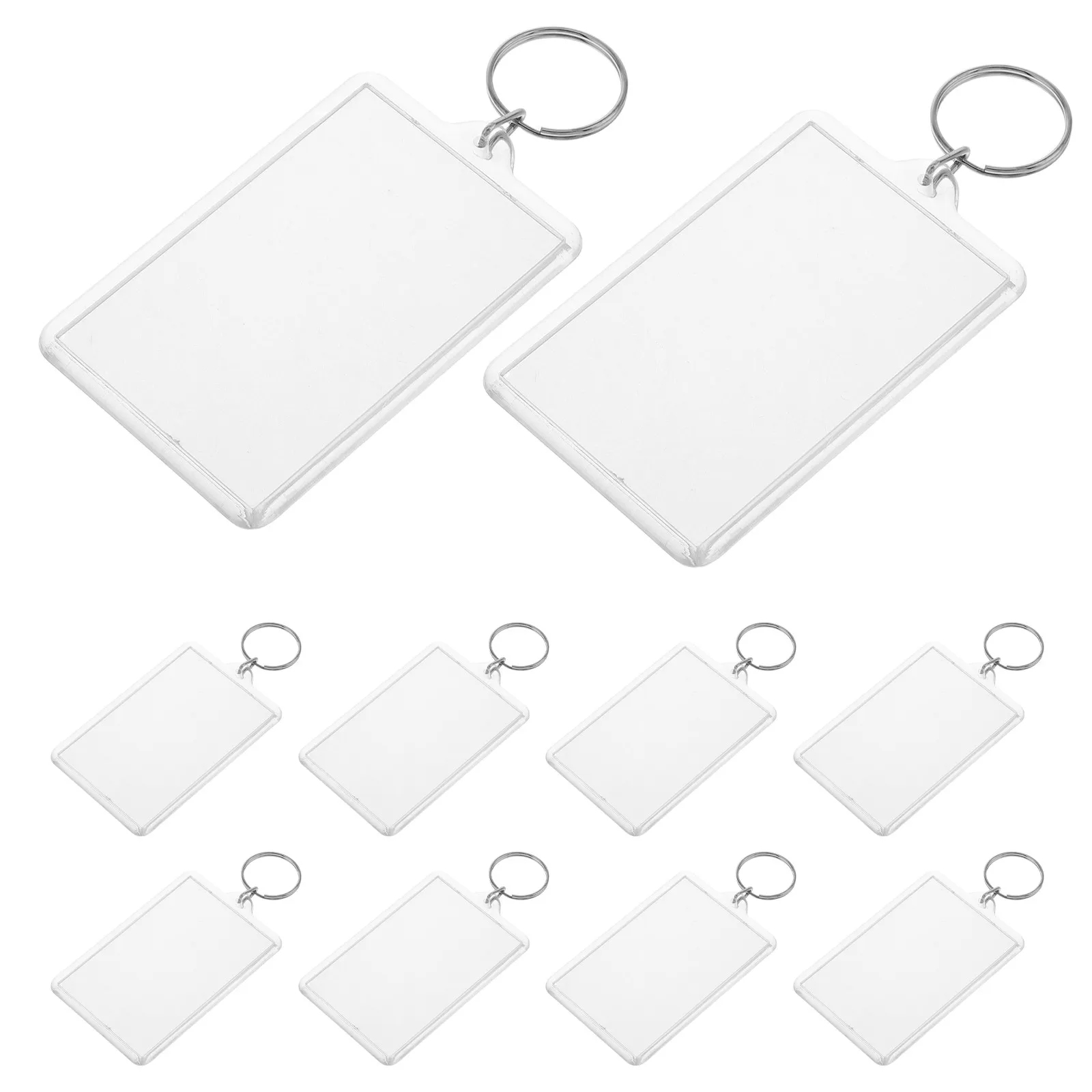 

50 шт. Прозрачные брелоки-фоторамки, пластиковые брелоки-заготовки для самостоятельного изготовления, держатели для фотографий, подарочные брелоки с картинками
