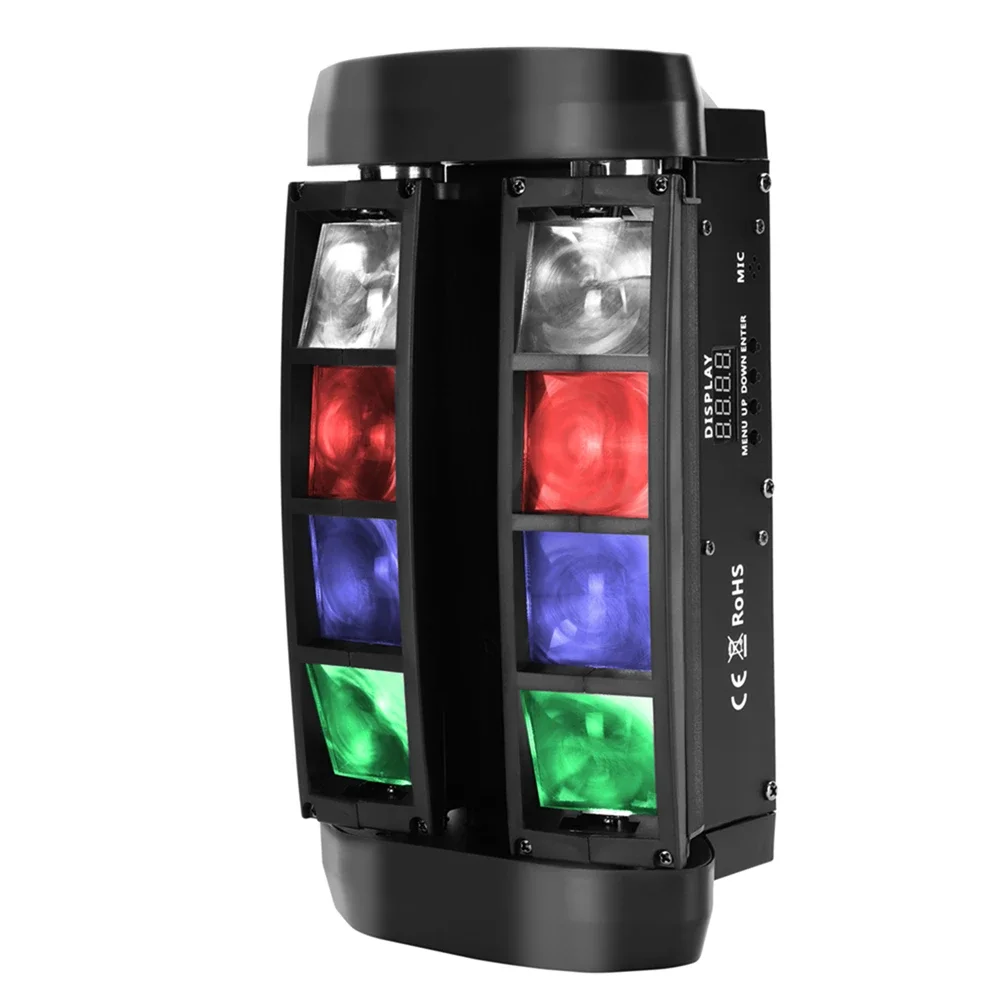 GEFENSI LED 8x3W RGBW Moving Head Light 4in1 LED Spider Light Effect DMX512 Spider Beam Stage Light For DJ Nightclub Party Disc
