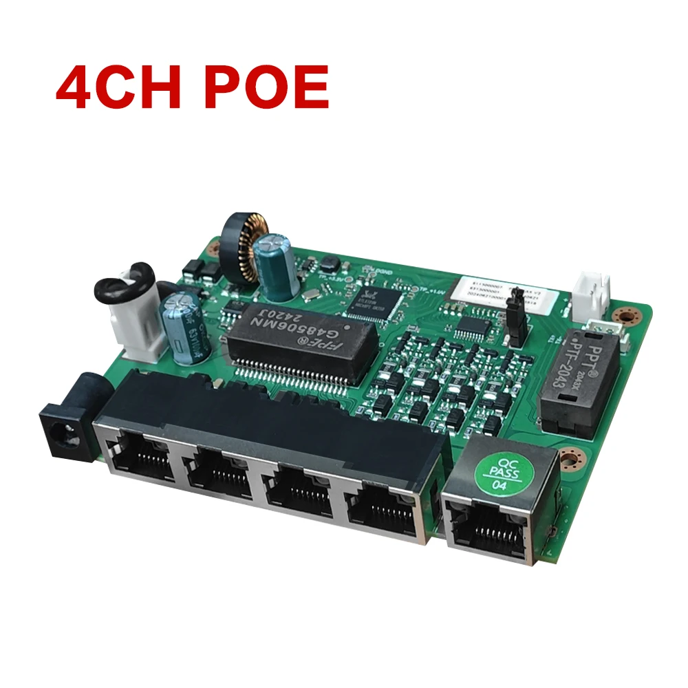 Запчасти 4K POE NVR, 48 ~ 52 В, 4/8 портов, коммутатор POE Ethernet, 10/100 Мбит/с, 12 + 36 и данные для 4K POE NVR/системы видеонаблюдения