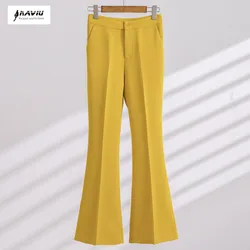 NAVIU Office High Waist FLARE PANTS Femme New Korean Fashion Slim White Pantalones Women Slim Trousers Casual OL Leggings Spodni