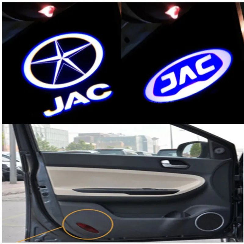 2pcs For JAC S3 s5 A30 a13 T6 t8 m4 M2 LED Car Door Lamp Projector Ghost Shadow Lights Welcome Light Courtesy Atmosphere Light