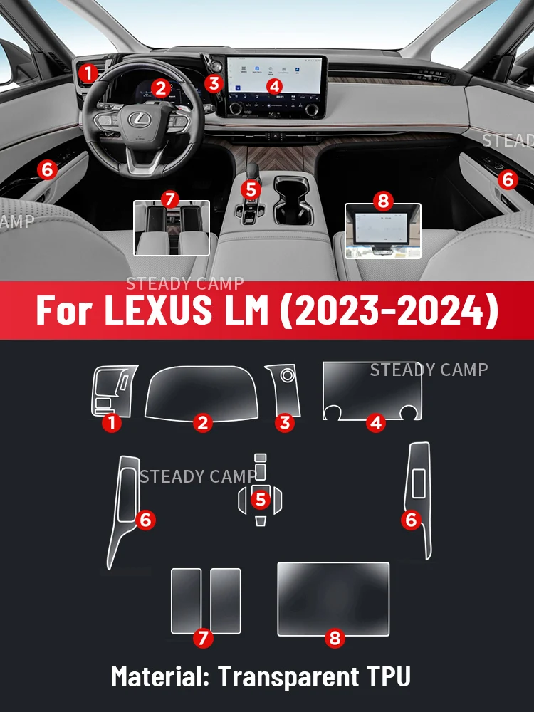 Anti-scratch Car Interior Center Console Media Dashboard Navigation TPU Protector Film For LEXUS LM 2023 2024 Sticker