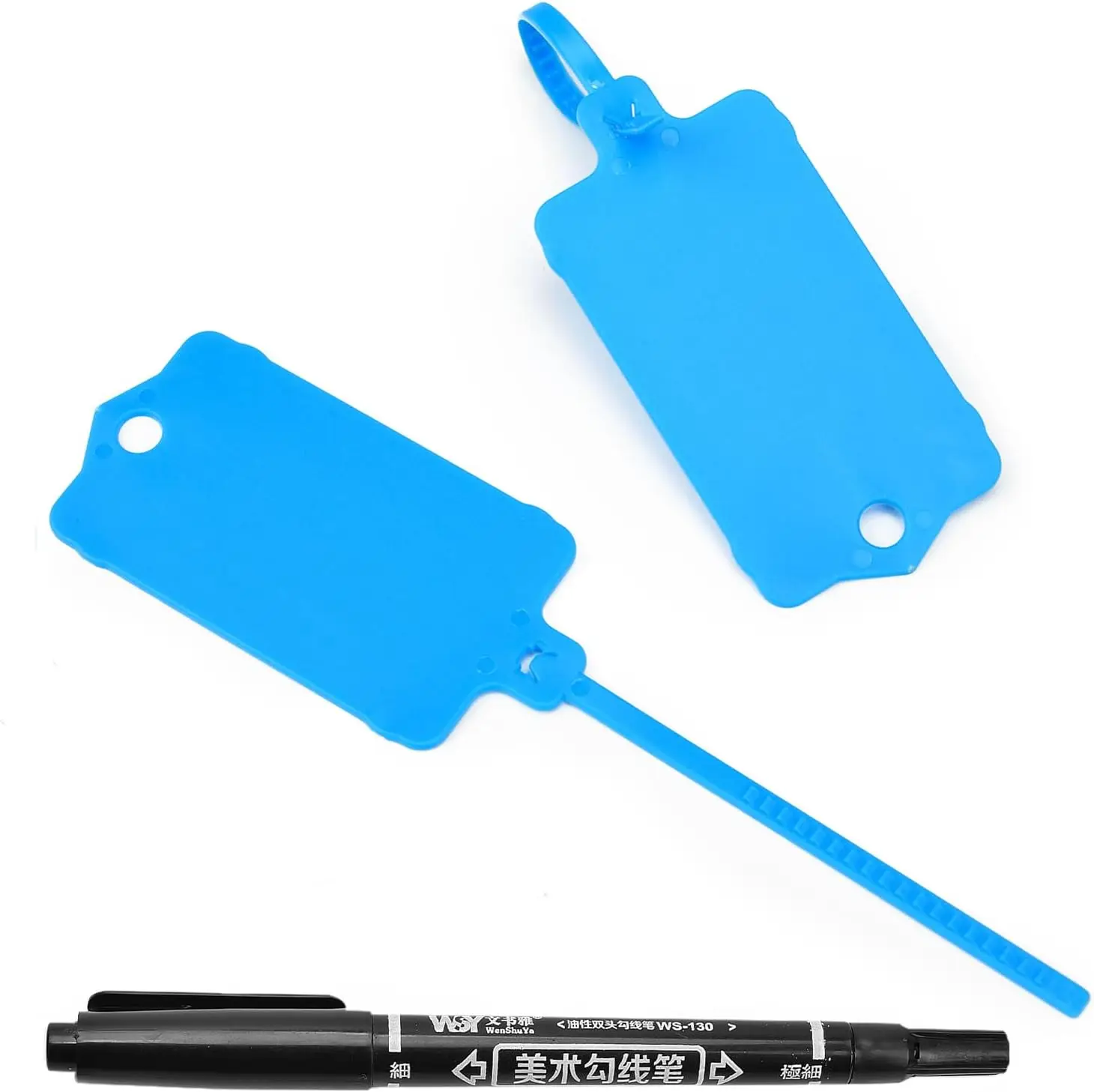 

100pcs Blank Plastic Tags for Labeling with Marker Pen - Reusable Hanging Tags for Storage, Luggage, and Asset Identification
