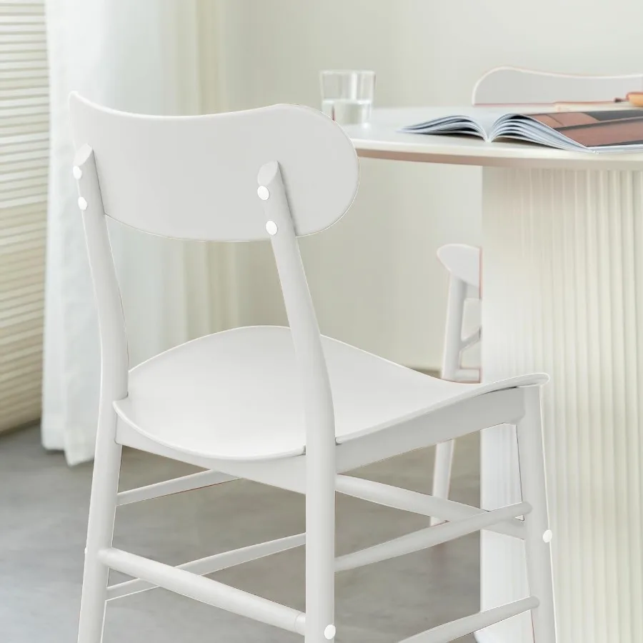 ダイニングチェア 4脚セット 簡単組み立て 屋外用プラスチック製 モダンなダイニングチェア 屋内外兼用 ホワイト