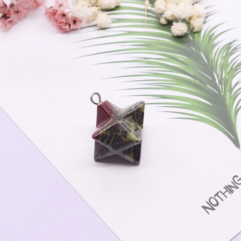 Reiki Naturstein Merkaba Stern Pendel für 3D Hexagramm Pendel Energie Kristall Quarz Amethyst Achat Perlen Anhänger Schmuck