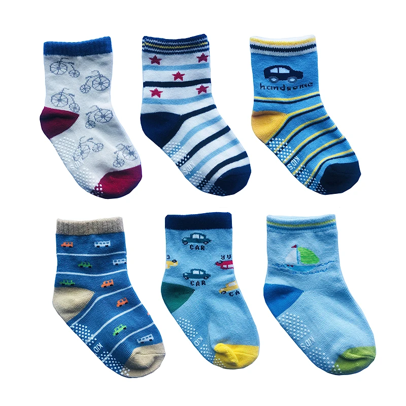 0 to 6 Years Four Seasons Socks For Boys Girls Toddlers Infants Non Skid Floor Socks Cotton Unisex Children's Striped White Sock