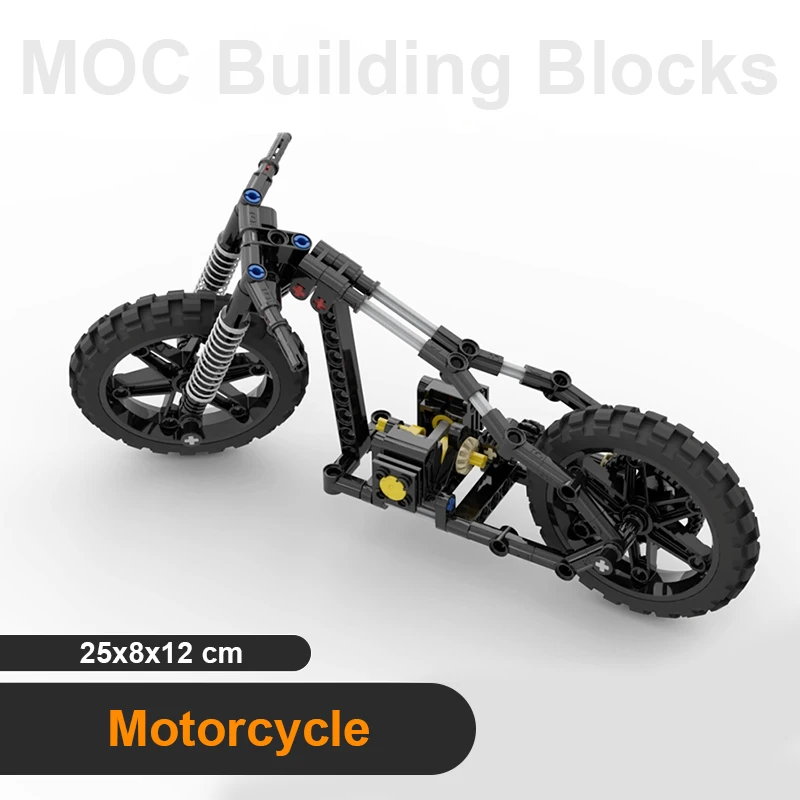 Motorcycle Building Blocks Loose Parts Gear Linkage Two-cylinder Engine MOC Assembly Bricks Model Kid Creative DIY Modification