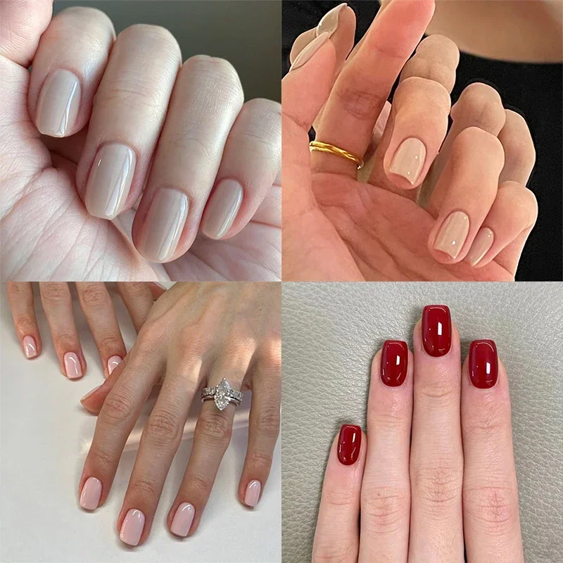 24 stuks afneembare korte vierkante kop kunstnagels eenvoudige effen kleur nepnagels Franse druk op nagels volledige dekking manicure nageltips