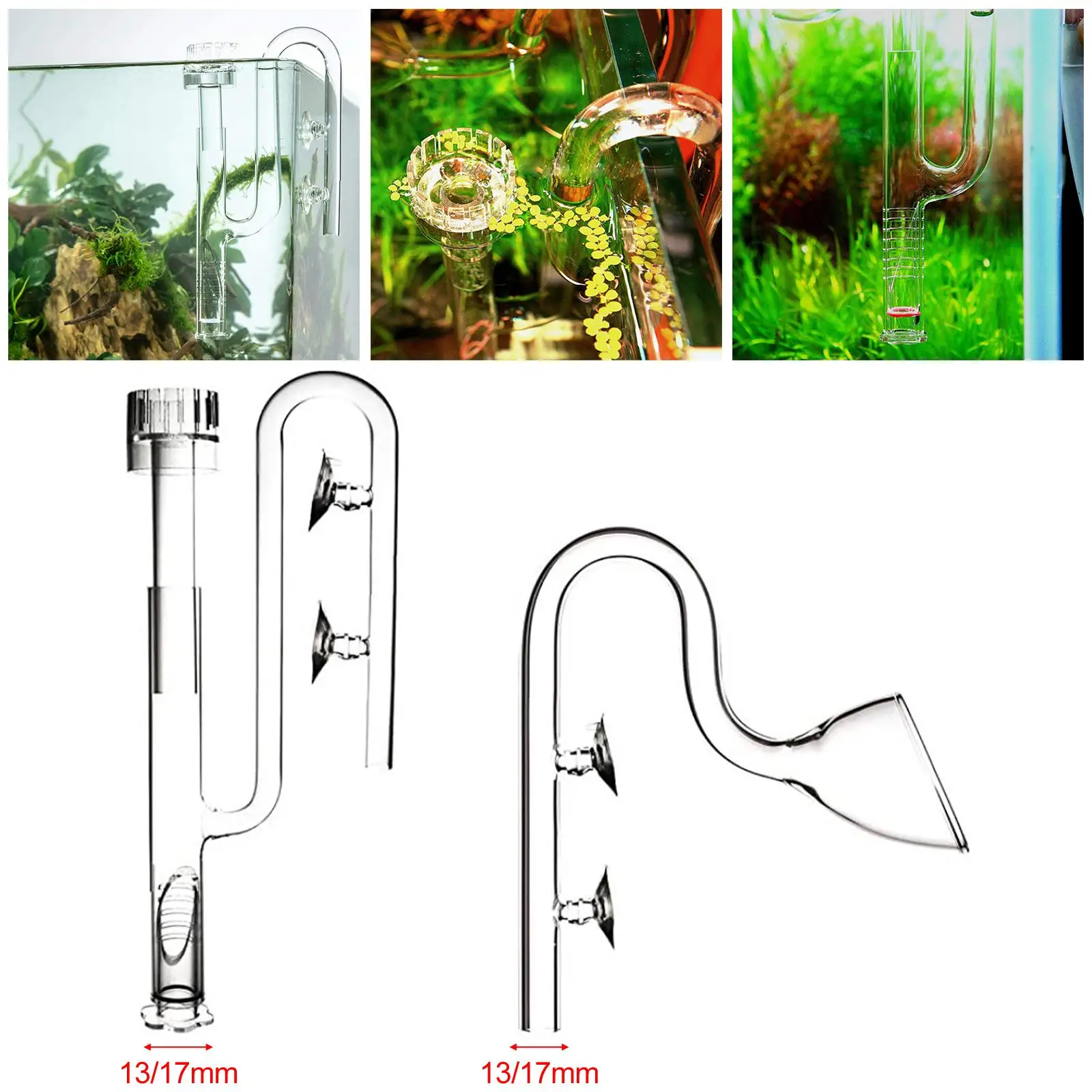 Clear Aquarium Lily Pipe Inflow/Outflow with Suction Cup Accessories Supplies Planted Connector Filter for Planted Tank Fish