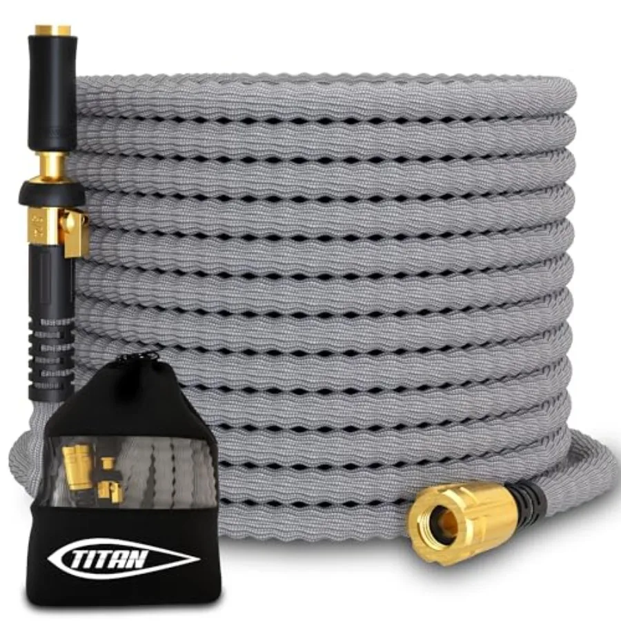 

Flexible Garden Hose 100FT Ultra Lightweight Heavy Duty Water Hose with Brass Fittings Jet Nozzle Kink-Free Non-Expanding Durab