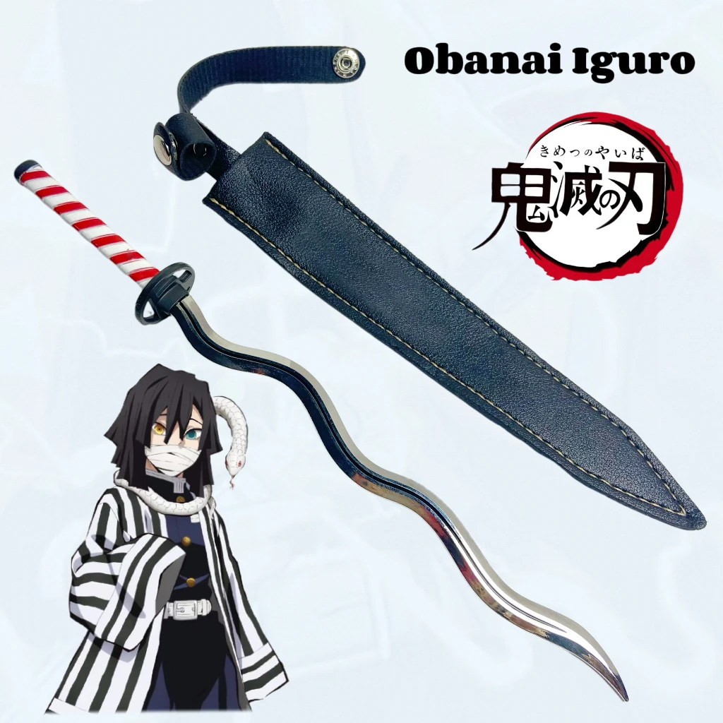 

9.4inch Demon Slayer Iguro Obanai Metal Katana Sword Original Samurai Japanese Sabre Ninja Knife Cosplay Accessories Prop Toy