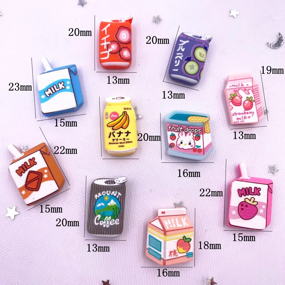 20PCS Resin Kawaii Colorful Mini Various Fruit Drinks Coffee Milk Boxe Cans Scrapbook Flatback 3D Figurine  DIY Home Decor Craft