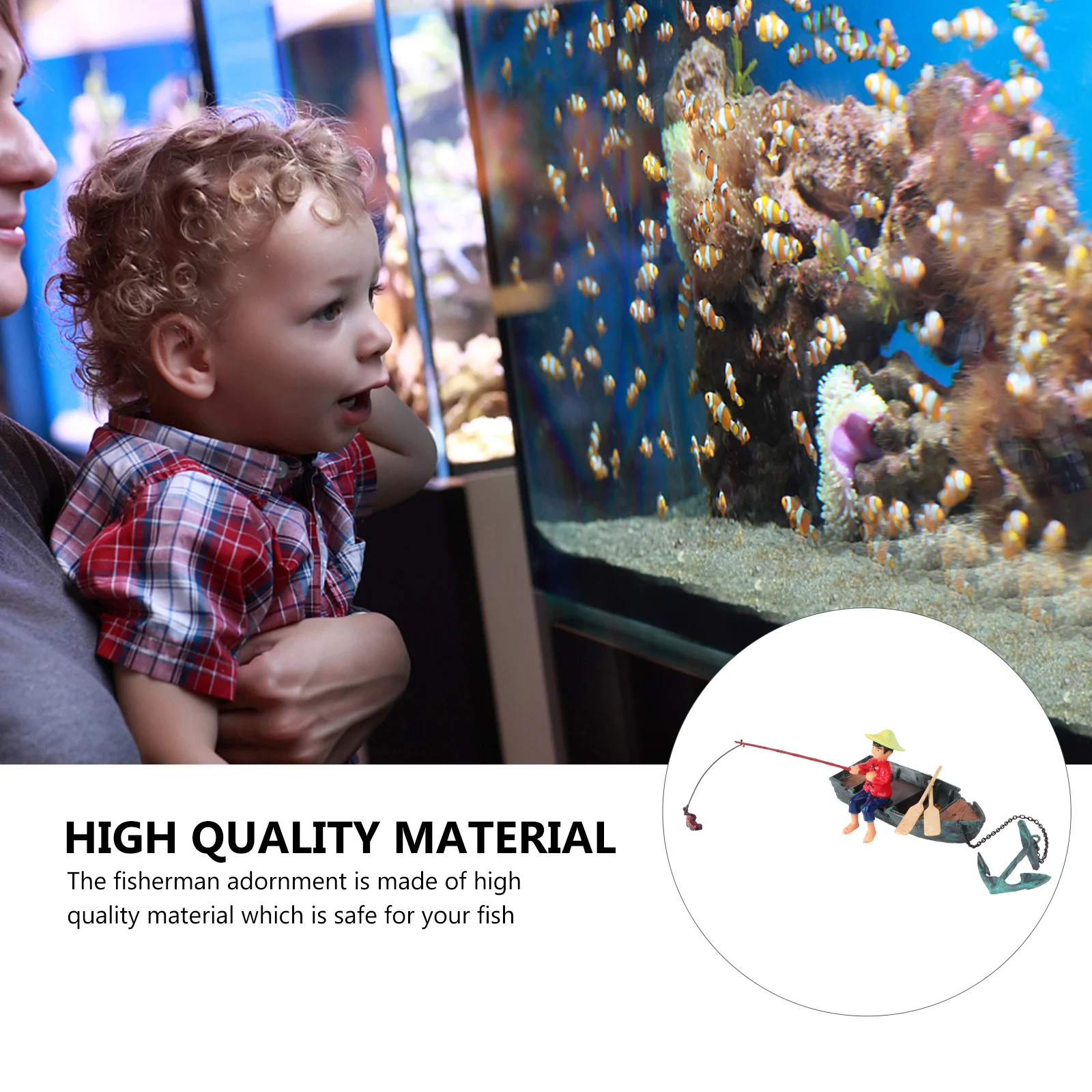 

1Pcs Resin Aquarium Fisherman Adornment Air Pump Operated Moving Decor for Fish Tank Landscape Underwater Scene Ornament