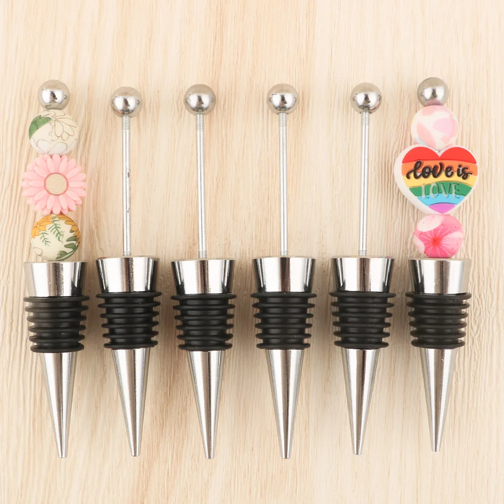 

5pcs/Lot Metal Red Wine Bottle Stopper Available DIY Silicone Beads Jewelry handmade article Accessories