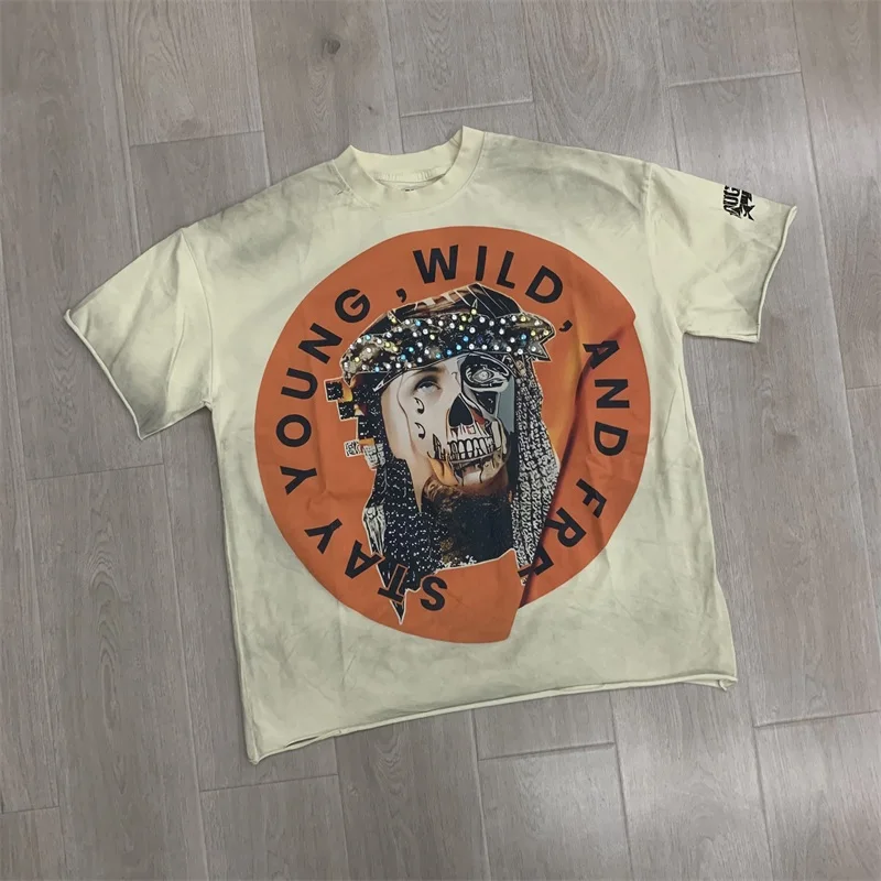 Oversized Black Rough Tshirts Hot Drill American Vintage T-Shirts