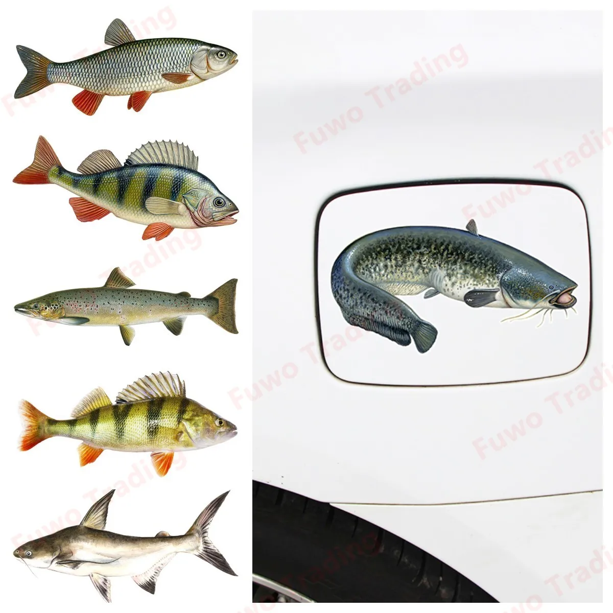 Hot selling Cat Fish Camper Truck Decal Vinyl Car Stickers Waterproof Fashion Occlusion Scratch Decoration