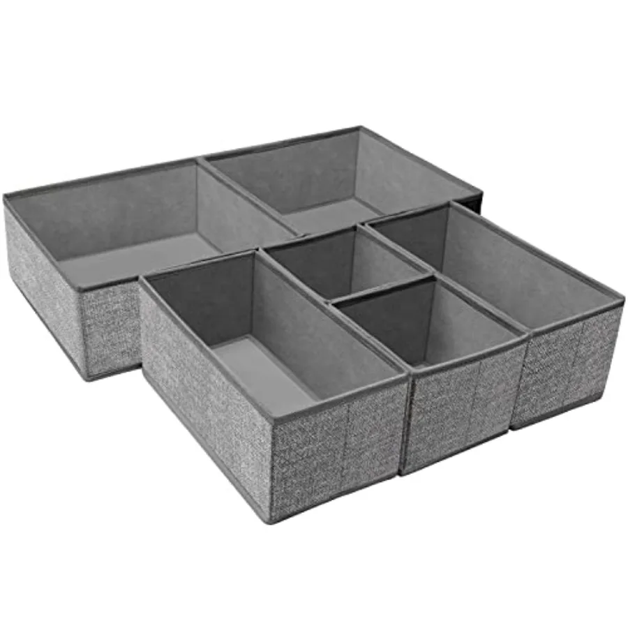 

Складной органайзер для нижнего белья, разделители для шкафа, коробка для хранения одежды и носков, 6 секций, серый