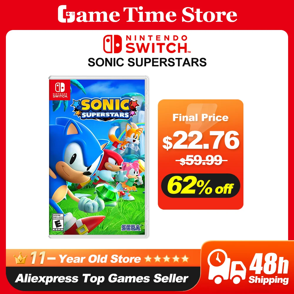SONIC SUPERSTARS ofertas de juegos de Nintendo Switch Tarjeta de juego físico compatible con 1-4 jugadores Fiesta Género Juego multijugador para consola Switch
