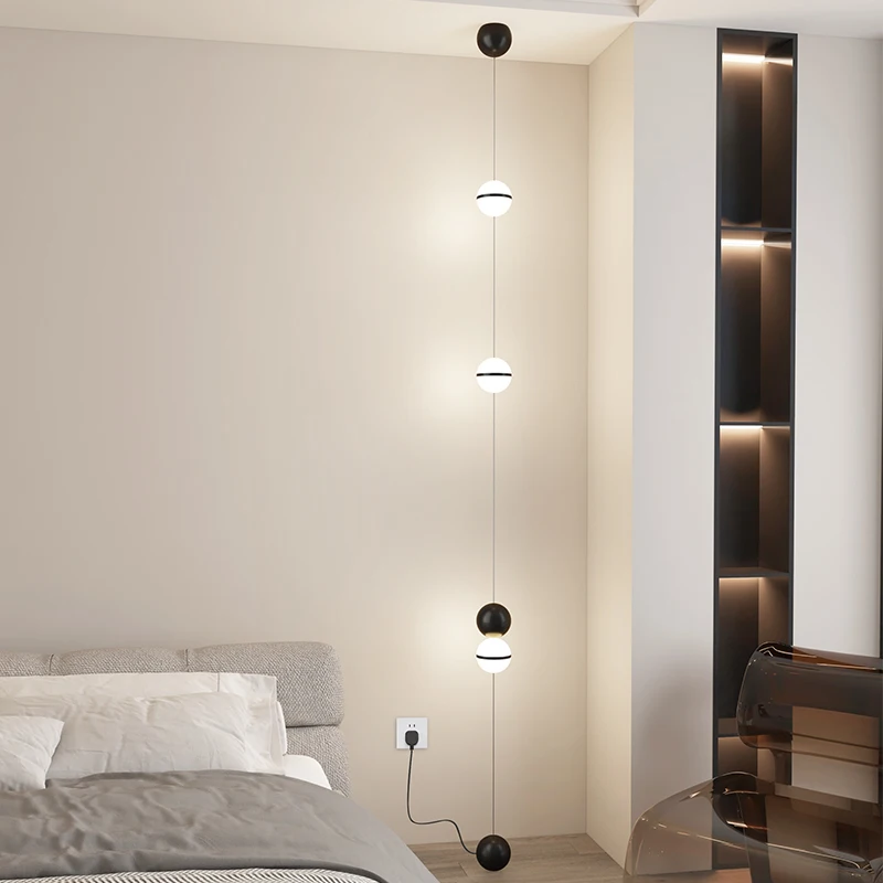 Imagem -05 - Modern Lâmpada de Assoalho Led Preto e Branco Arte Pingente Criativo Luz para Sala de Estar tv Backdrop Cabeceira e Quarto Decoração Iluminação