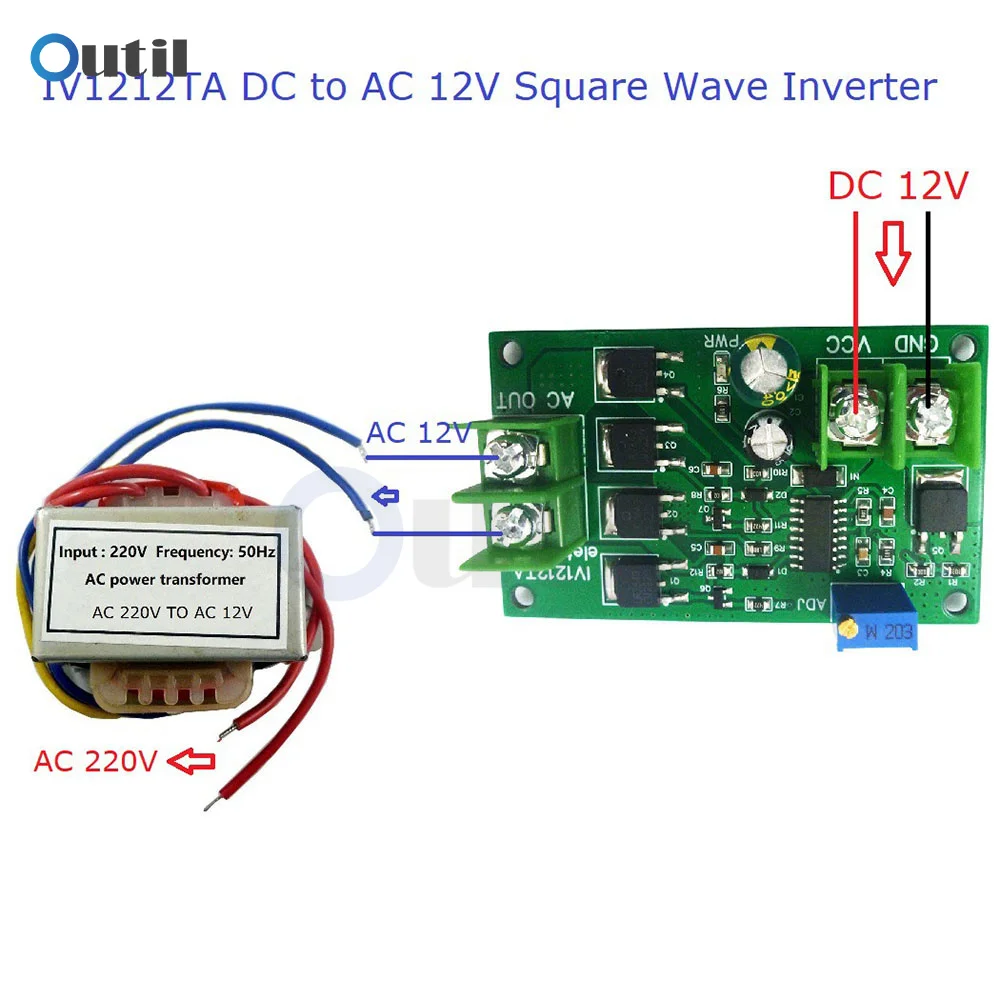 12W AC 12V to AC 220V Frequency Converter Board DC-AC12V Inverter 50Hz 200W Square Wave Signal Generator Inverter IV1212TA