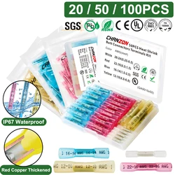 20/50/100PCS Heat Shrink Butt Wire Terminal Kit Waterproof Shrinkable Solder Crimp Splice Electrical Cable Joint Tube Connector