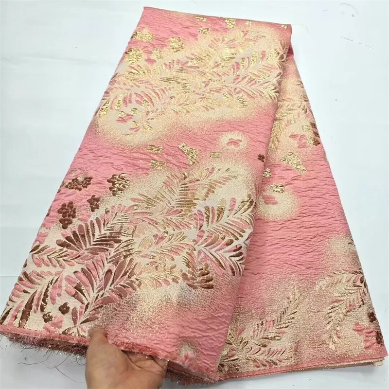 

Pink High Quality African Nigerian Tulle Lace Fabric Organza Embroidery Guipure Party Gown Dress Brocade Jacquard Wedding 5Yard