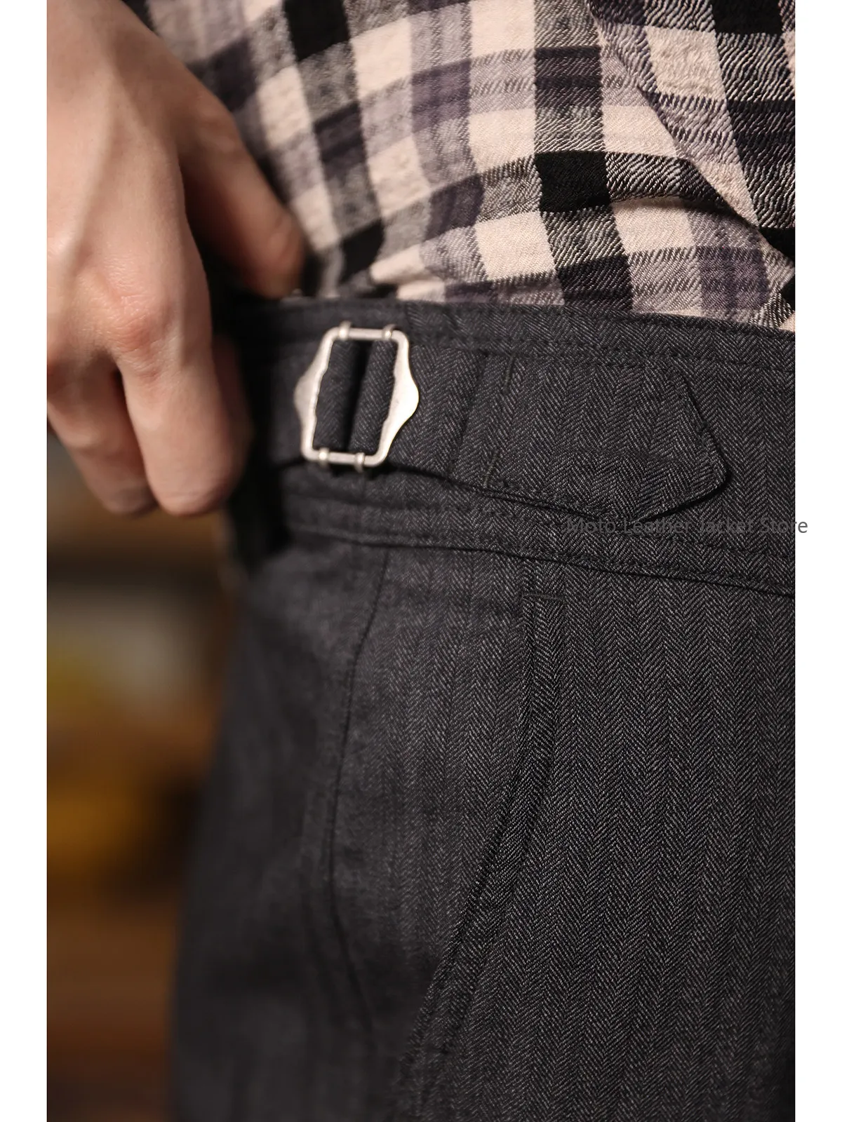Secondorder SS224 Wool Herringbone Easy Trousers Naples Style Traditional Casual Pants