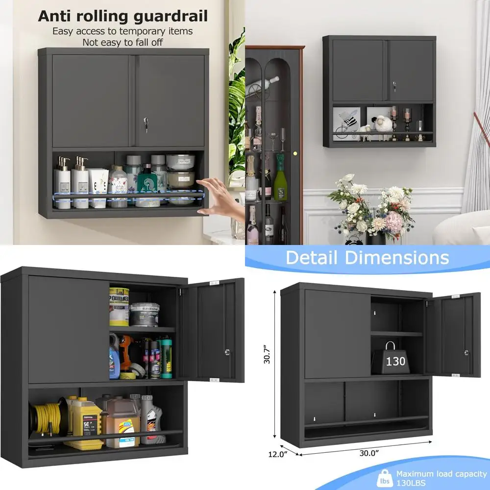 

Металлический настенный шкаф повышенной прочности с замком, для хранения в гараже и на кухне, дверца и полка в комплекте