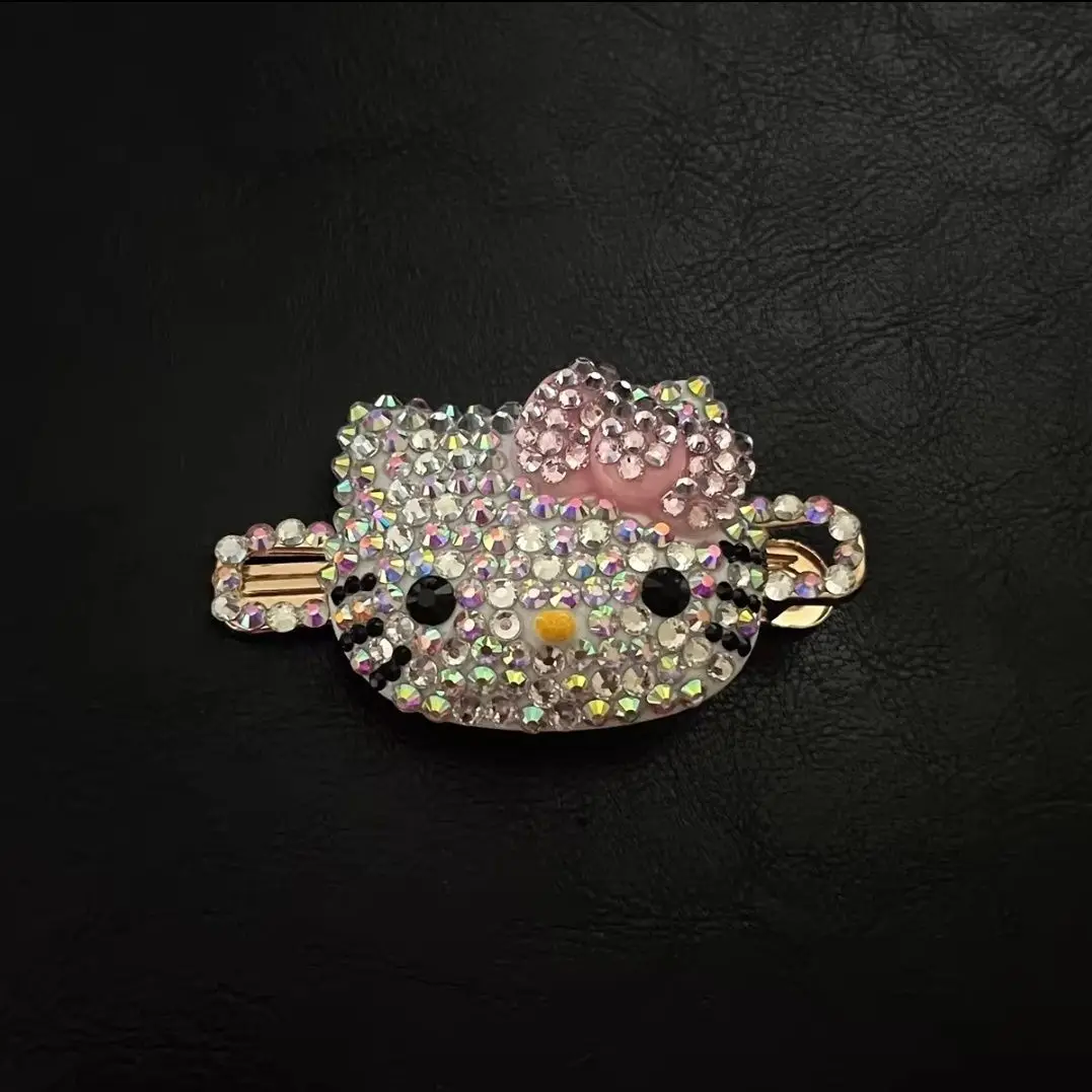 Kawaii Sanrio Anime Rhinestone Hair Clip Cute Hello Kitty Cartoo Y2K Exquisite Sweet and Cool Broken Hair Clip Gifts for Girls