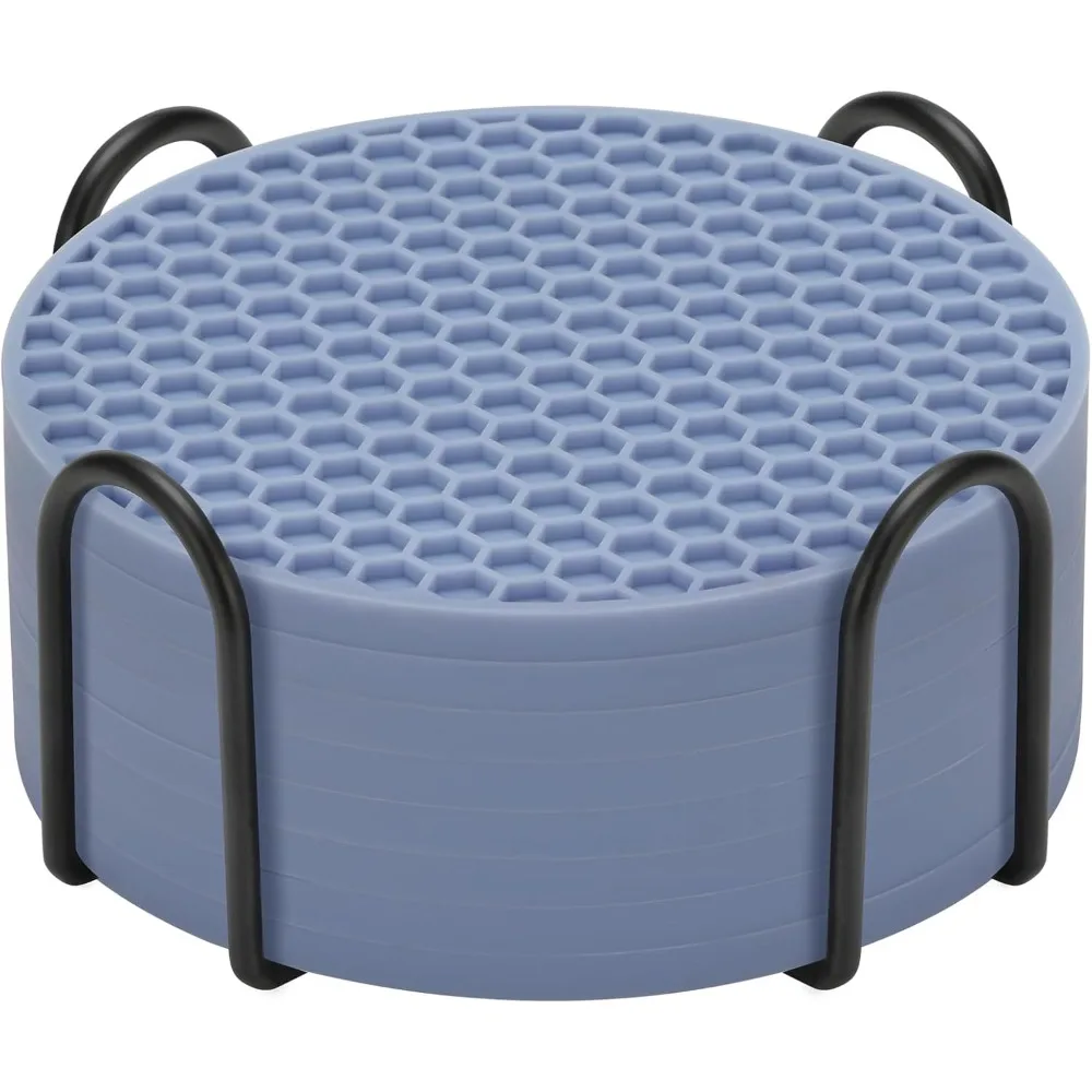 

Silicone Coasters Set of 8 with Holder,Coasters for Drinks,Beer,Coffee Coasters,Suitable for Kinds Cups,Hot or Cold