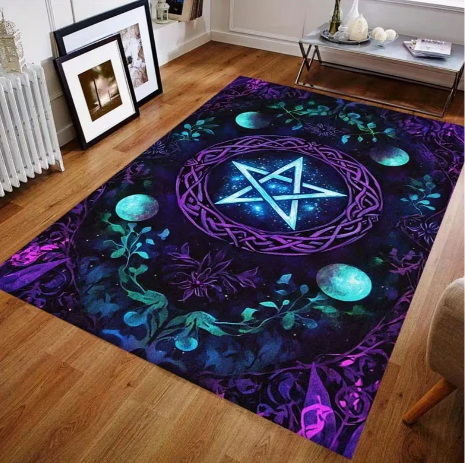 

Коврик для гостиной с тематикой пентаграммы, нескользящий, мягкий, легко чистится, для любителей магической культуры, декоративный коврик для дома, мечта каждого.