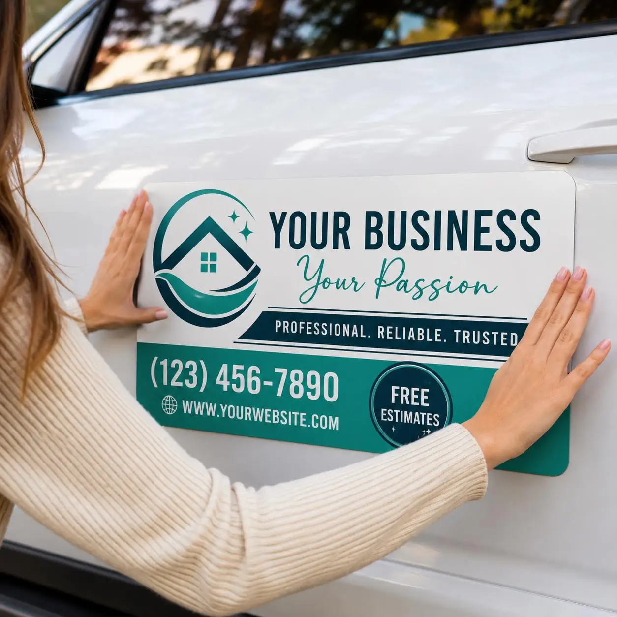Custom Business Car Magnets, Die Cut Logo Magnets, Waterproof Scratch Resistant, Reusable Magnetic Stickers for Truck Vehicle Ad