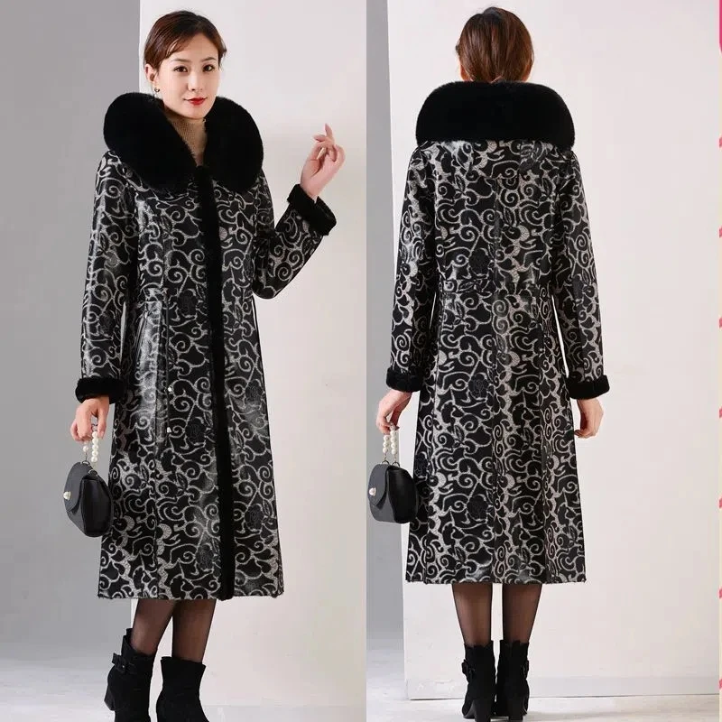 

Women Winter Fur Coat New Suede Velvet Warm Faux Fur Jacket Long Middle-aged Mother Double-sided One Piece Of Fur Overcoat 7XL