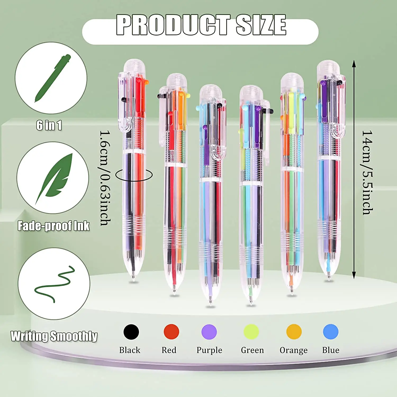 Imagem -03 - Pacote Multicolor Canetas Esferográficas Divertidas 0.5 mm 6-em Rainbow Canetas Retráteis Crianças Escritório Escola Classroom Suprimentos Estudantes Presente 50