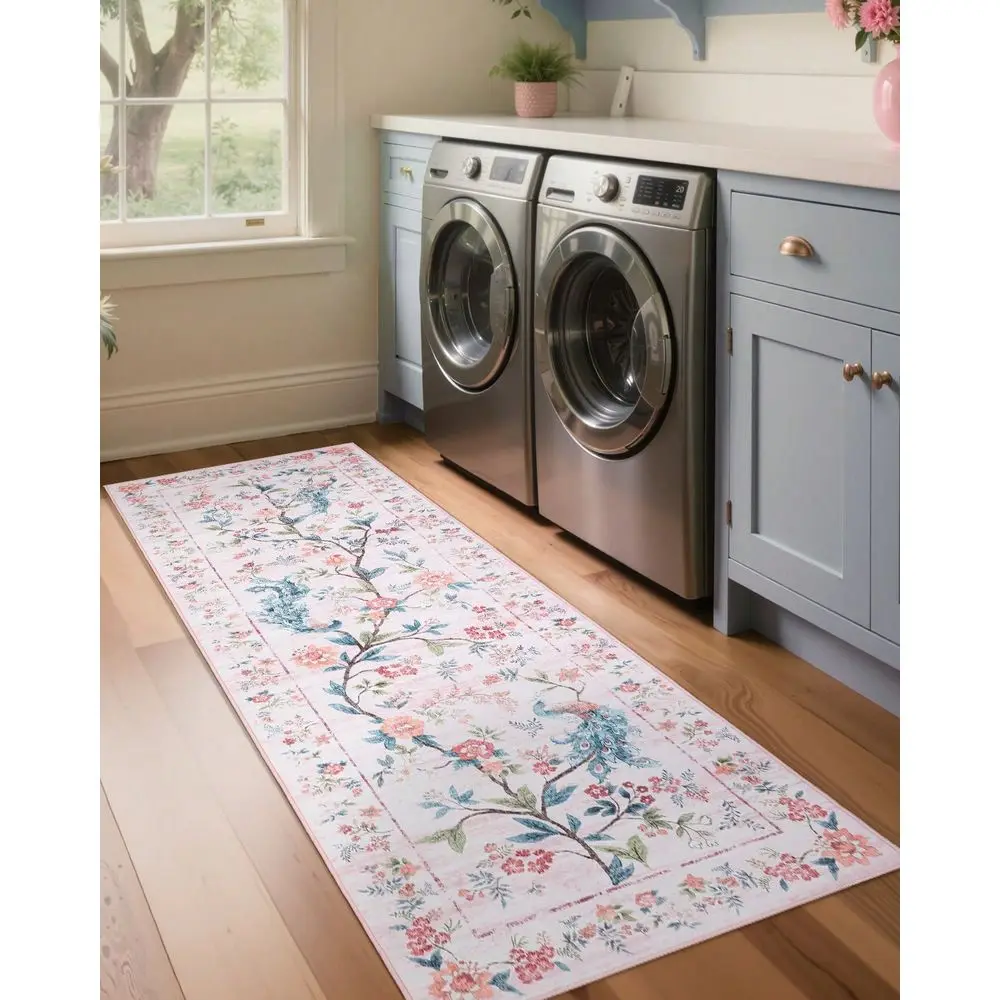 

Print Carpet Vintage Floral Rug Machine Washable Area Rug With NonSlip Backing For Bedroom Dining Room Office Laundry Room Farm