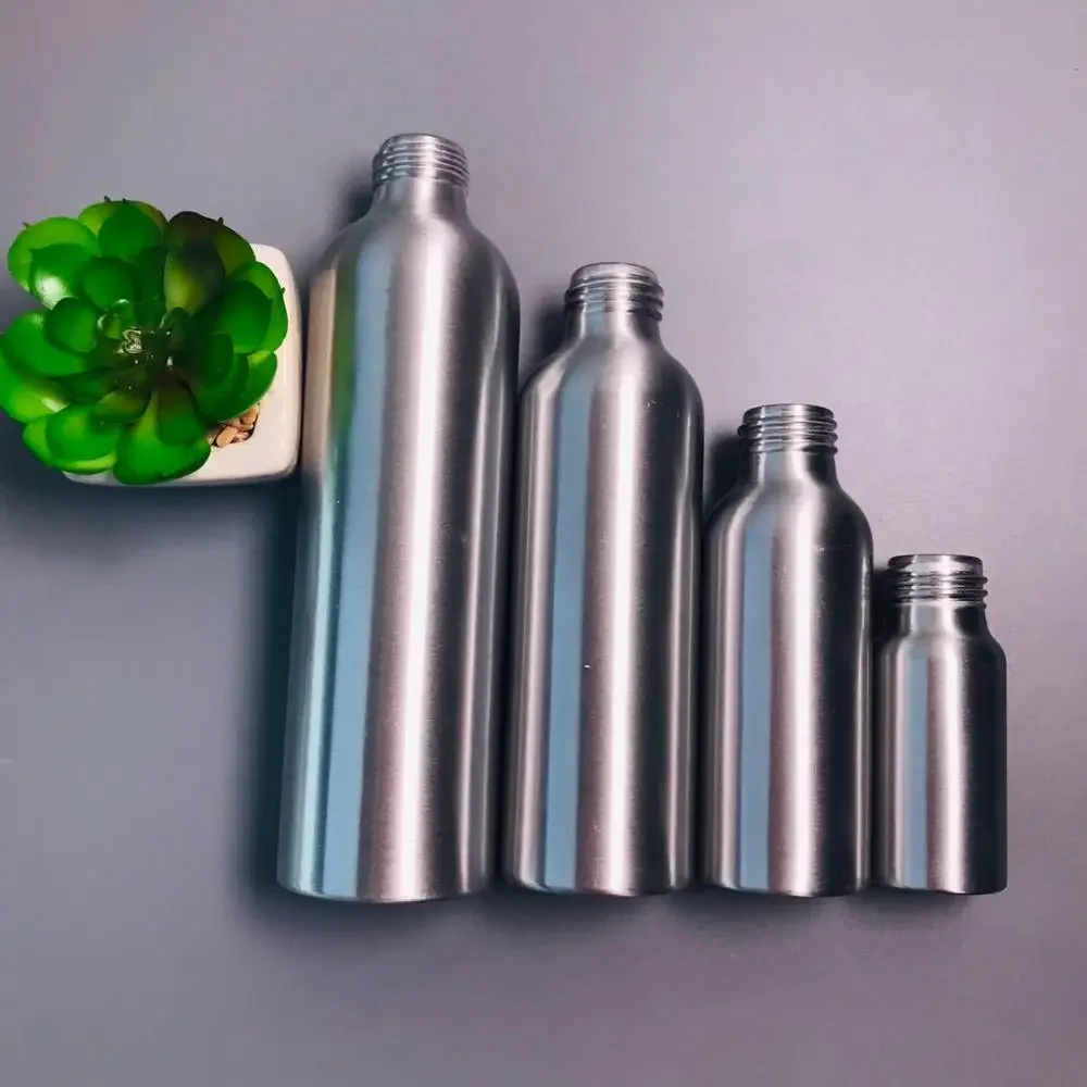 

travel portable bottle containers spray bottle wholesale empty aluminum bottles with bamboo lid luxury cosmetic packaging