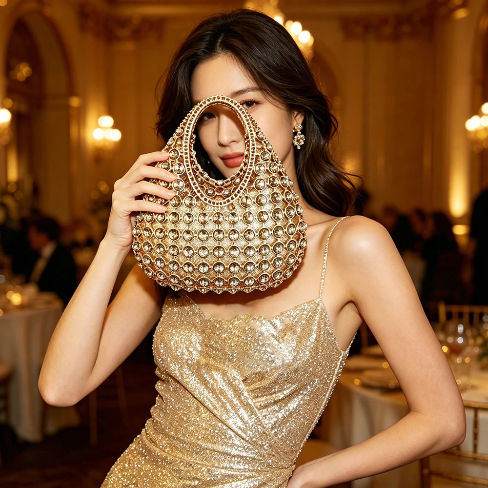 Big Diamond Top-Handle Evening Bag Luxury Crystals Clutch Bags Women Prom Bags WHTUOHENG Rhinestone Handbags Clutches Purse