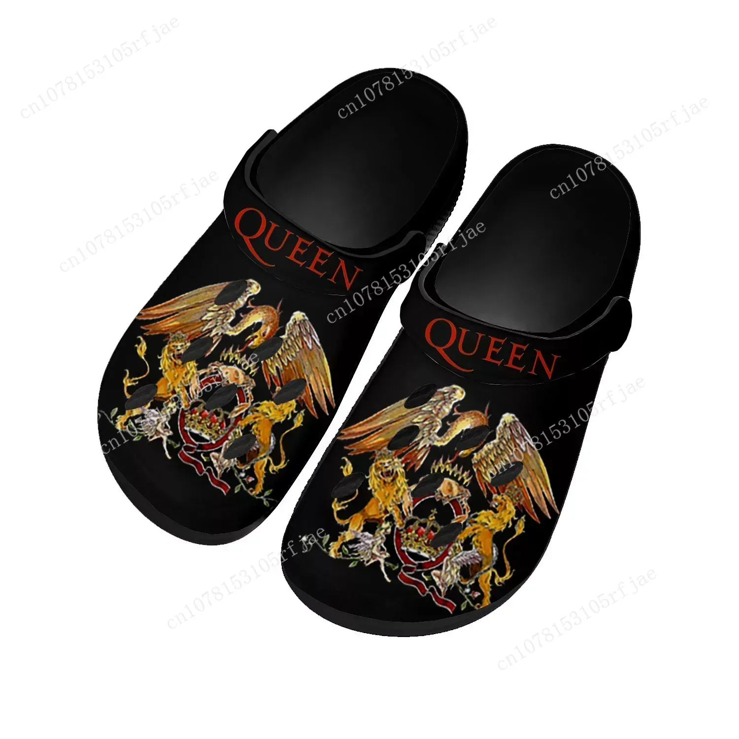 

Queen Rock Band Fashion Home Clogs Custom Water Shoes Mens Womens Teenager Shoe Garden Clog Breathable Beach Hole Slippers Black