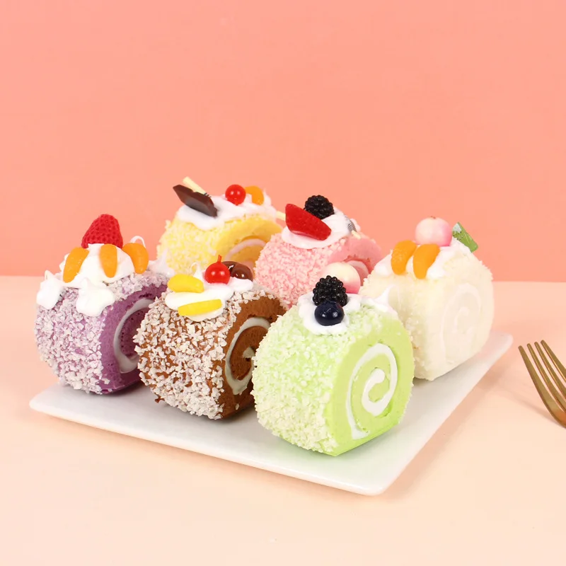 

Artificial Roll Cake Fruit Towel Fake Cake Dessert Cute Model Photography Props Simulation Window Display Home Decor