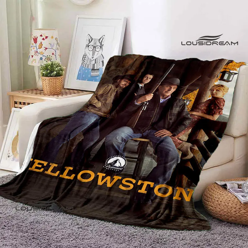 Movie Yellowstone Logo printed blanket picnic blanket thin blanket Flange blanket Home Travel Born Birthday Gift