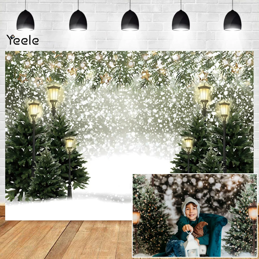 Christmas Background Photography 2024 Forest Snow Lights Christmas Tree Children Home Party Backdrop Decor Photographer Props