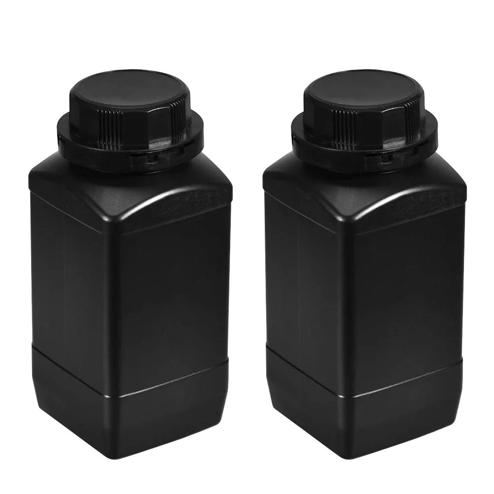 2 Pcs Big Mouth Square Bottle 1000ml Laboratory Reagent Sample Leakproof Wide Plastic for Chemical