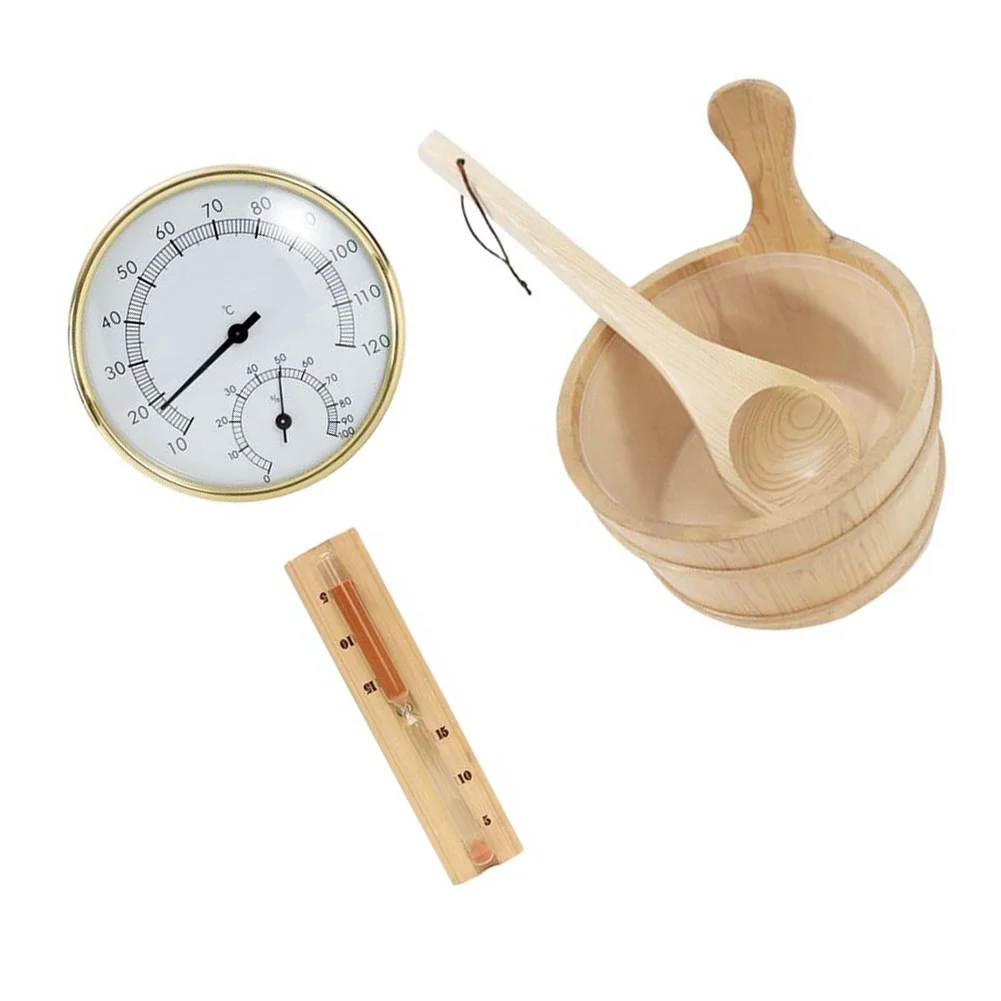 Sauna Ladle Spoon Sauna Accessory Set Complete Sauna Solution Hassle-free Setup Natural Wood Material Moisture Level Monitor