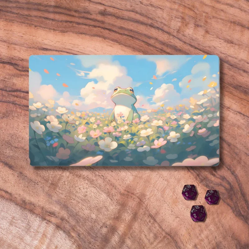 VIKAMAMTG Frog-Printed Game Mat, Cute Pastel-Themed MTG Game Mat, Lofi Frog TCG Game Mat, Gift For Gamers